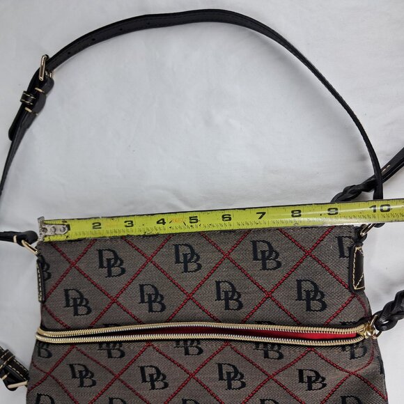Dooney & Bourke Signature Monogram Canvas Brown Red Crossbody Purse Bag - Picture 11 of 15